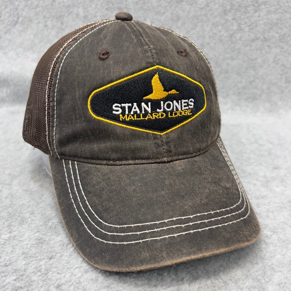 Stan Jones Mallard Lodge Mens Brown OC Hat Mesh Back Trucker Snapback OSFM